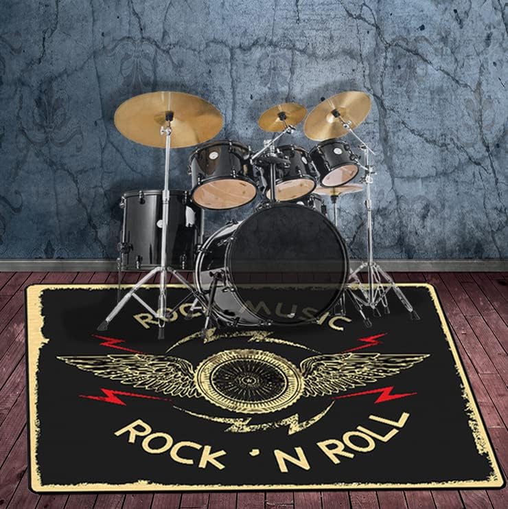 PRIHALF Drum Rug, Drum Set Carpet,Bedroom Living Room Decor,Soundproof Rug Pads Drum Accessories for Drum Set,Non-Slip Carpet,Great Gift for Drummers,100% Polyester(B,5.2 * 6.5(160 * 200cm) ft) - Image 2
